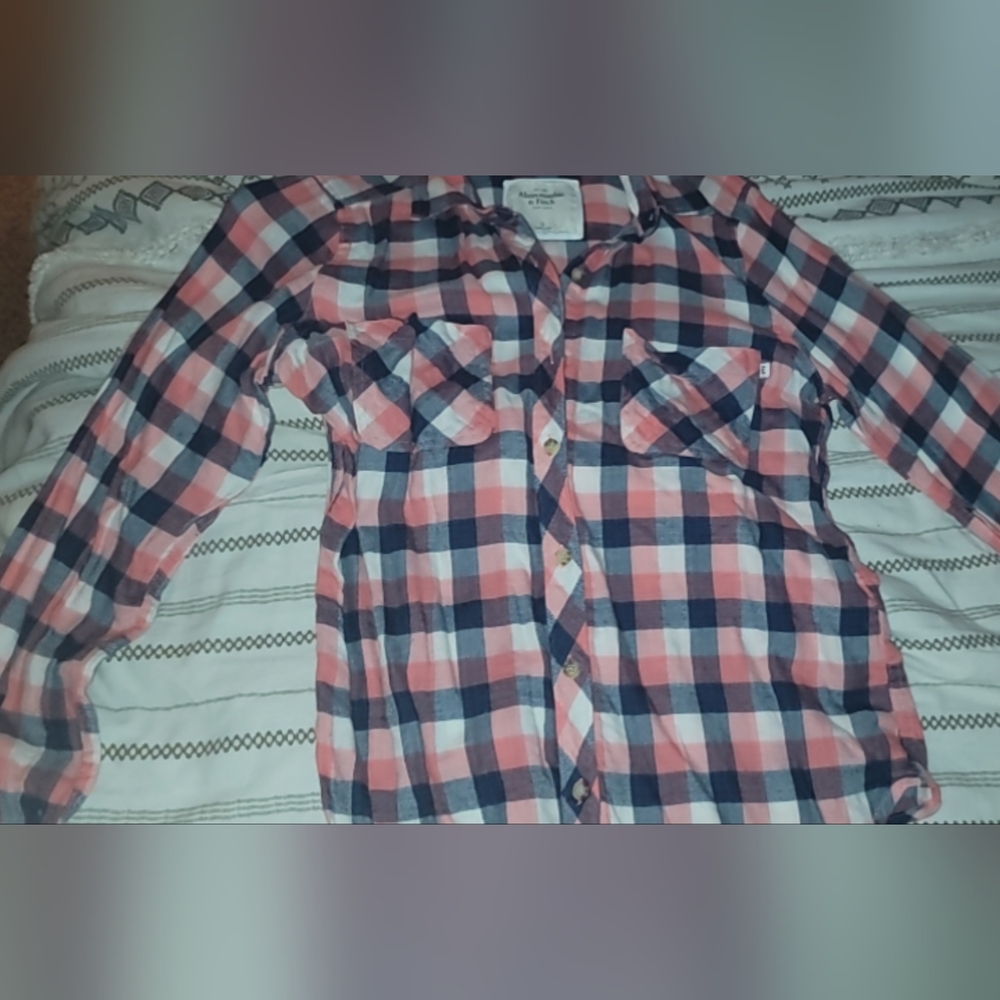 Plaid flannel (pink,white and blue)